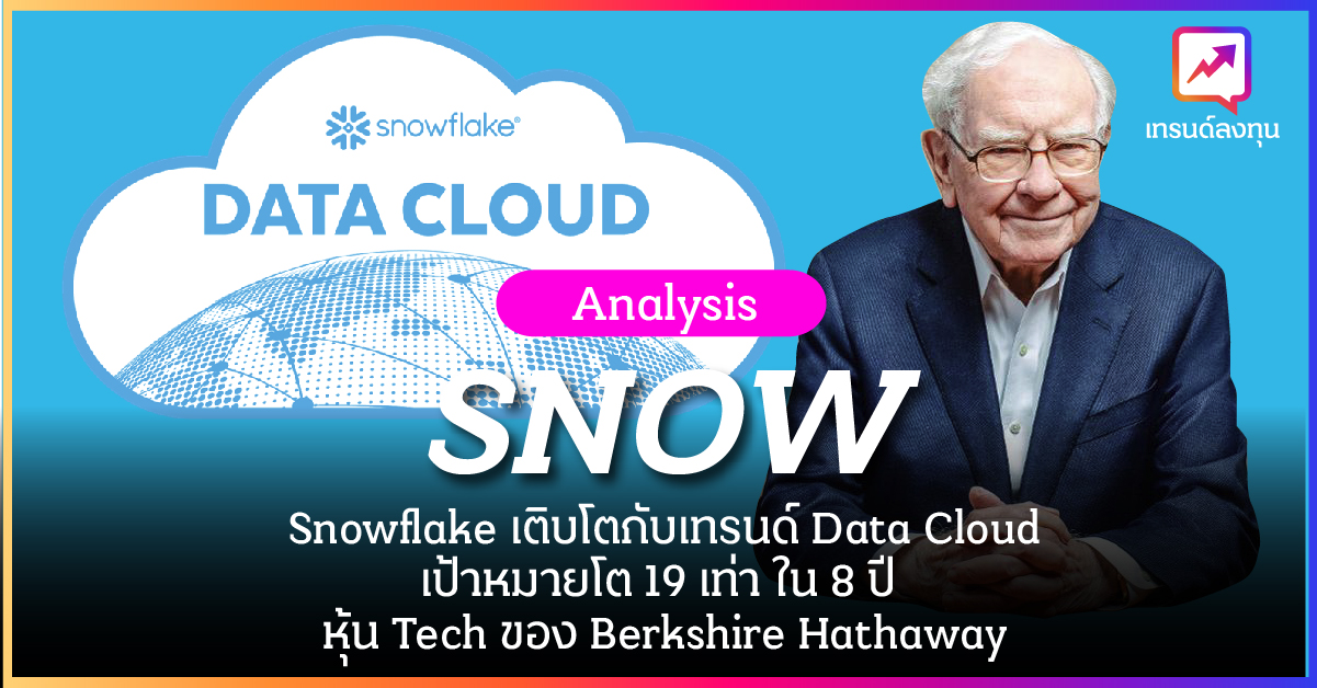 วิเคราะห์หุ้น SNOW หุ้น Snowflake เติบโตกับเทรนด์ Data Cloud เป้าหมายโต 19 เท่า ใน 8 ปี หุ้น Tech ของ Berkshire Hathaway